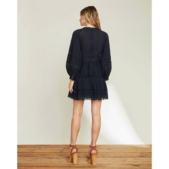 NWT Veronica Beard Addilyn Eyelet Dress In Ink Size 10 Navy Blue Cotton $498 - Picture 3 of 15